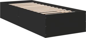 vidaXL Rama łóżka, czarna, 100x200 cm, materiał drewnopochodny 2