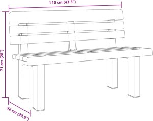 vidaXL Ławka ogrodowa, biała, 110x52x71 cm, polipropylen 9
