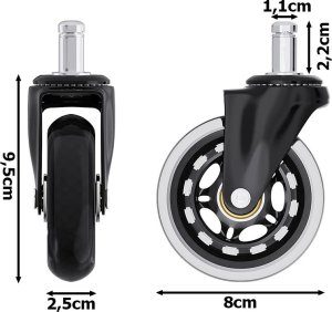 Verk Kółko do fotela kauczukowe łożyskowane 1szt 11mm Kółko do fotela kauczukowe łożyskowane 1szt 11mm 3