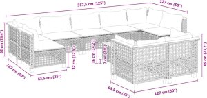 vidaXL 10-cz. zestaw wypoczynkowy do ogrodu, z poduszkami, czarny 8