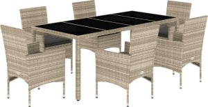 vidaXL 7-cz. zestaw mebli ogrodowych z poduszkami, jasnoszary 2