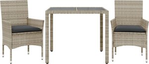 vidaXL 3-cz. zestaw mebli ogrodowych z poduszkami, jasnoszary 2