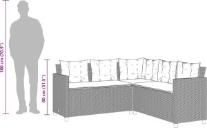 vidaXL Narożnik ogrodowy z poduszkami i stolikiem, rattan PE, beżowy 12