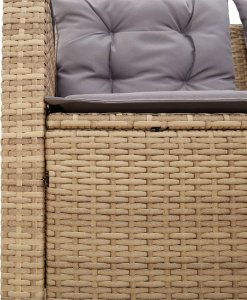 vidaXL Narożnik ogrodowy z poduszkami i stolikiem, rattan PE, beżowy 9