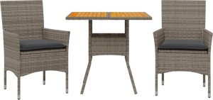 vidaXL 3-cz. zestaw mebli ogrodowych z poduszkami, szary, polirattan 2