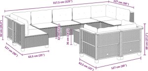 vidaXL 10-cz. zestaw wypoczynkowy do ogrodu, z poduszkami, szary 8
