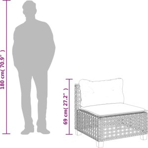 vidaXL 10-cz. zestaw wypoczynkowy do ogrodu, z poduszkami, czarny 7