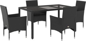 vidaXL 5-cz. zestaw mebli ogrodowych z poduszkami, czarny, polirattan 2