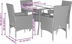 vidaXL 5-cz. zestaw mebli ogrodowych z poduszkami, polirattan i akacja 7