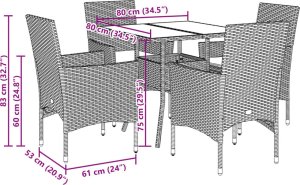 vidaXL 5-cz. zestaw mebli ogrodowych z poduszkami, polirattan i akacja 7
