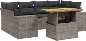 vidaXL 7-cz. zestaw wypoczynkowy do ogrodu, z poduszkami, szary 2