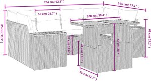 vidaXL 7-cz. zestaw wypoczynkowy do ogrodu, z poduszkami, szary 3