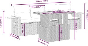 vidaXL 5-cz. zestaw wypoczynkowy do ogrodu, poduszki, szary rattan PE 3