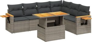 vidaXL 7-cz. zestaw wypoczynkowy do ogrodu, z poduszkami, szary 2