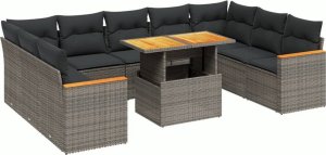 vidaXL 10-cz. zestaw wypoczynkowy do ogrodu, z poduszkami, szary 2