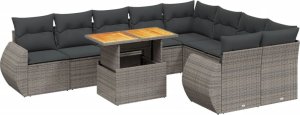 vidaXL 10-cz. zestaw wypoczynkowy do ogrodu, z poduszkami, szary 2