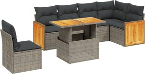 vidaXL 7-cz. zestaw wypoczynkowy do ogrodu, z poduszkami, szary 2