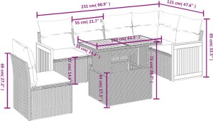 vidaXL 7-cz. zestaw wypoczynkowy do ogrodu, z poduszkami, szary 3
