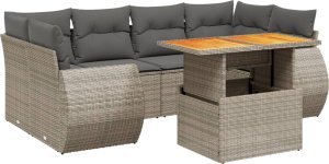 vidaXL 7-cz. zestaw wypoczynkowy do ogrodu, z poduszkami, szary 2