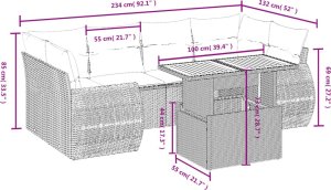 vidaXL 7-cz. zestaw wypoczynkowy do ogrodu, z poduszkami, szary 3