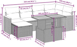 vidaXL 7-cz. zestaw wypoczynkowy do ogrodu, z poduszkami, szary 3