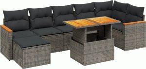 vidaXL 8-cz. zestaw mebli ogrodowych z poduszkami, szary, polirattan 2