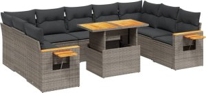 vidaXL 10-cz. zestaw wypoczynkowy do ogrodu, z poduszkami, szary 2