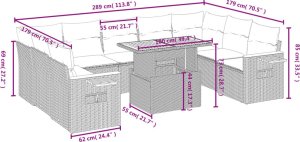 vidaXL 10-cz. zestaw wypoczynkowy do ogrodu, z poduszkami, szary 3