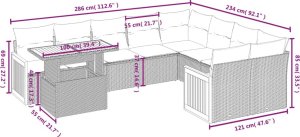 vidaXL 10-cz. zestaw wypoczynkowy do ogrodu, z poduszkami, szary 3