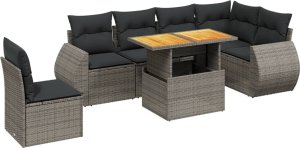 vidaXL 7-cz. zestaw wypoczynkowy do ogrodu, z poduszkami, szary 2