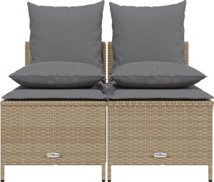 vidaXL 4-cz. zestaw mebli ogrodowych z poduszkami, beżowy, polirattan 3