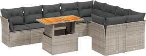 vidaXL 10-cz. zestaw wypoczynkowy do ogrodu, z poduszkami, szary 2