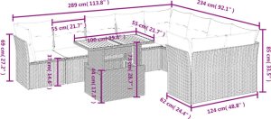 vidaXL 10-cz. zestaw wypoczynkowy do ogrodu, z poduszkami, szary 3
