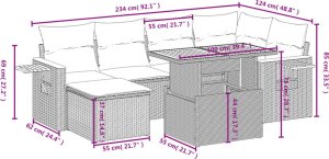 vidaXL 7-cz. zestaw wypoczynkowy do ogrodu, z poduszkami, szary 3