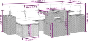 vidaXL 7-cz. zestaw wypoczynkowy do ogrodu, z poduszkami, szary 3