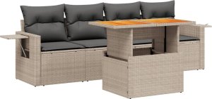 vidaXL 5-cz. zestaw wypoczynkowy do ogrodu, poduszki, szary rattan PE 2