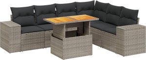 vidaXL 7-cz. zestaw wypoczynkowy do ogrodu, z poduszkami, szary 2
