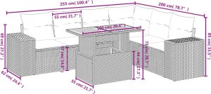 vidaXL 7-cz. zestaw wypoczynkowy do ogrodu, z poduszkami, szary 3