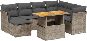 vidaXL 8-cz. zestaw mebli ogrodowych z poduszkami, szary, polirattan 2