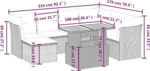 vidaXL 8-cz. zestaw mebli ogrodowych z poduszkami, szary, polirattan 3