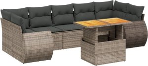 vidaXL 8-cz. zestaw mebli ogrodowych z poduszkami, szary, polirattan 2