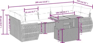 vidaXL 8-cz. zestaw mebli ogrodowych z poduszkami, szary, polirattan 3