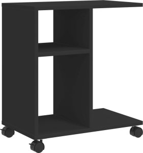 vidaXL Stolik boczny na kółkach, czarny, 50x30x55 cm 2
