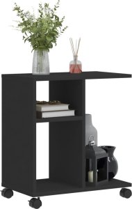 vidaXL Stolik boczny na kółkach, czarny, 50x30x55 cm 4