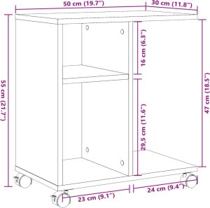 vidaXL Stolik boczny na kółkach, czarny, 50x30x55 cm 10