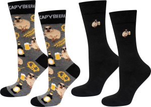 Soxo Męskie Skarpetki kolorowe SOXO kapibara z piwem - 2 pary 4045 2