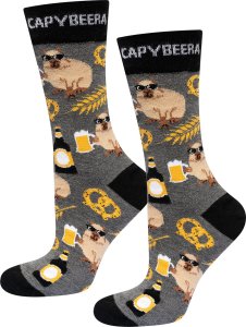 Soxo Męskie Skarpetki kolorowe SOXO kapibara z piwem - 2 pary 4045 3