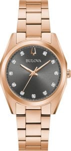 Zegarek Bulova Zegarek damski Bulova 97P156 CYRKONIE różowe złoto 1