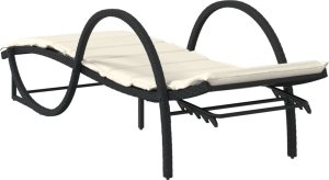 vidaXL Leżak z poduszką, czarny, 60x199x42 cm, polirattan 6