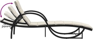 vidaXL Leżak z poduszką, czarny, 60x199x42 cm, polirattan 7